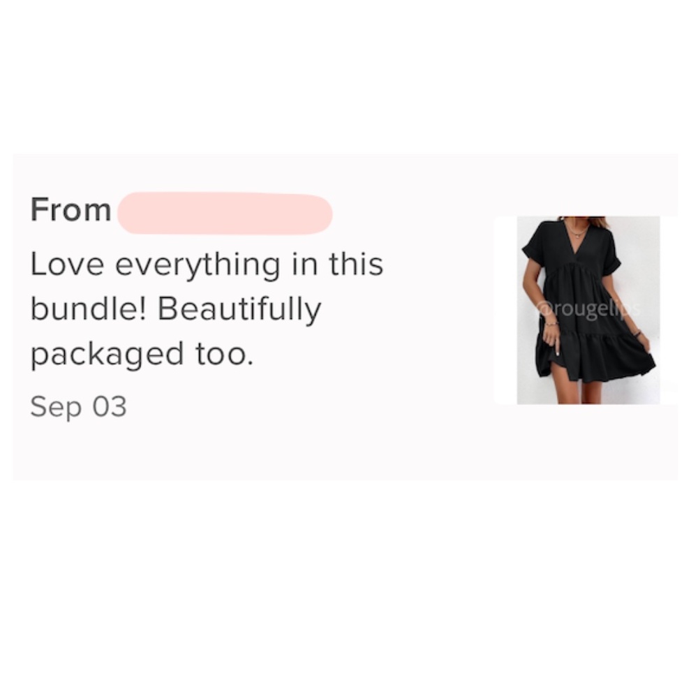 Black Short Sleeve Loose Fitting Mini Dress V-Neck Ruffle Flared Hem - Picture 8 of 8